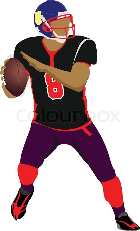 487x800 American Football Player S Silhouettes In Action. Vector