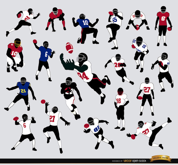 625x578 Silhouettes Of American Football Players Vector Free Download