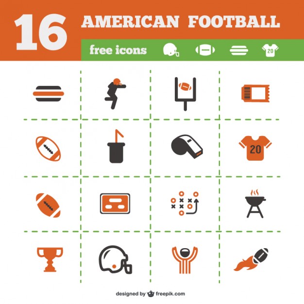 626x626 American Football Icons Collection Vector Free Vector Download