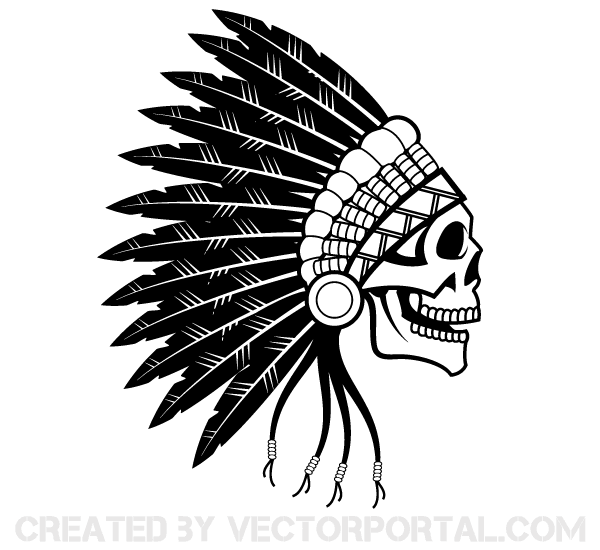 600x550 Indian Chief Skull Vector Art 123freevectors