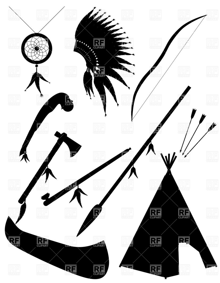 933x1200 Silhouettes Of Objects Of American Indians Vector Image Vector