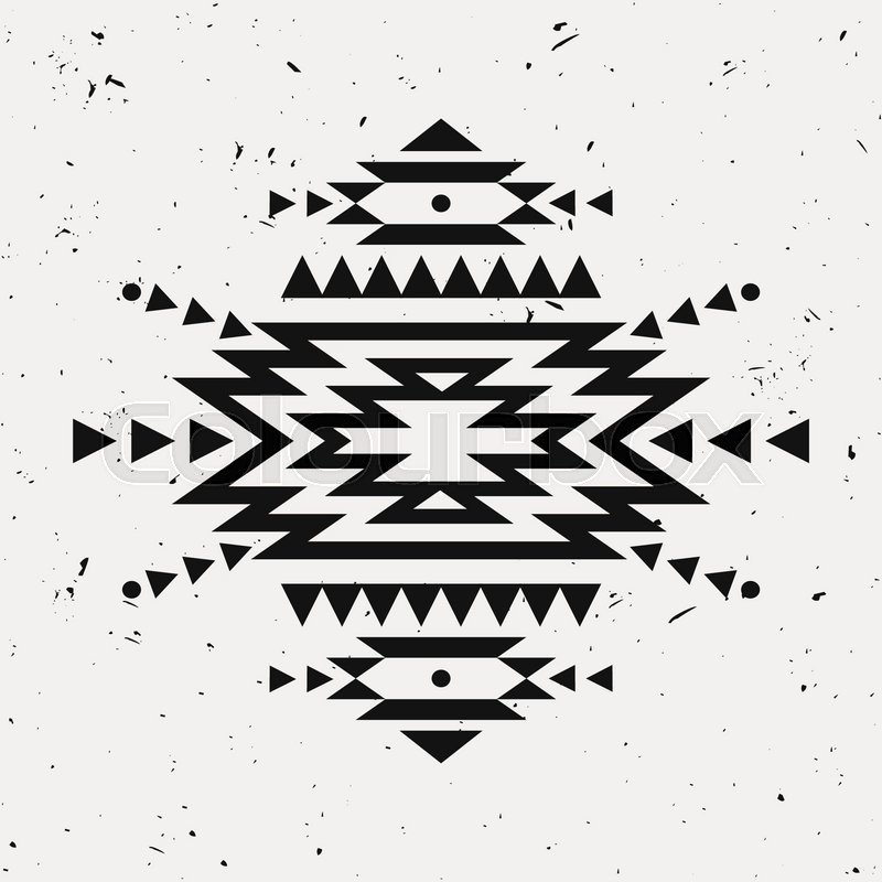800x800 Vector Grunge Monochrome Decorative Ethnic Pattern. American