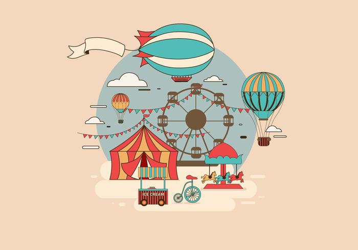 700x490 Dirigible Over Theme Park Vector