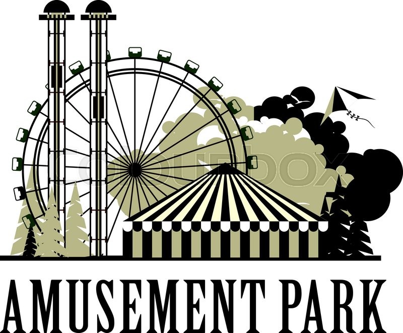 800x661 Vector Illustration Poster Amusement Park Rides And A Carnival