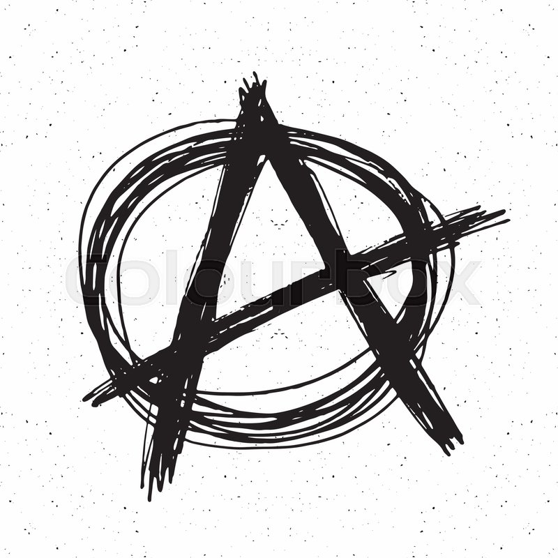 800x800 Anarchy Sign Hand Drawn Sketch. Textured Grunge Punk Symbol