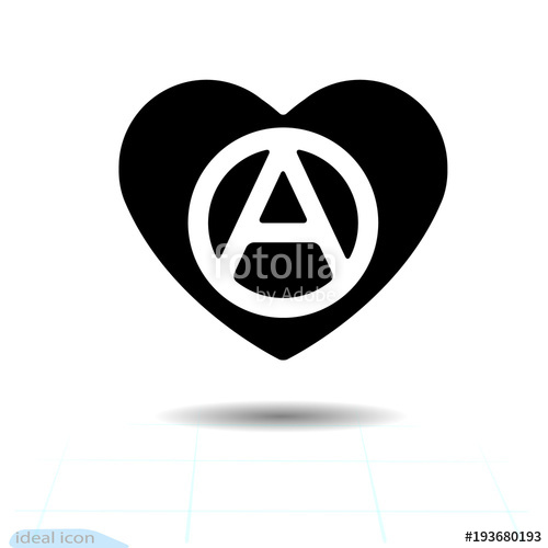 500x500 Heart Vector Black Icon, Love Symbol. The Anarchy Sign In Heart