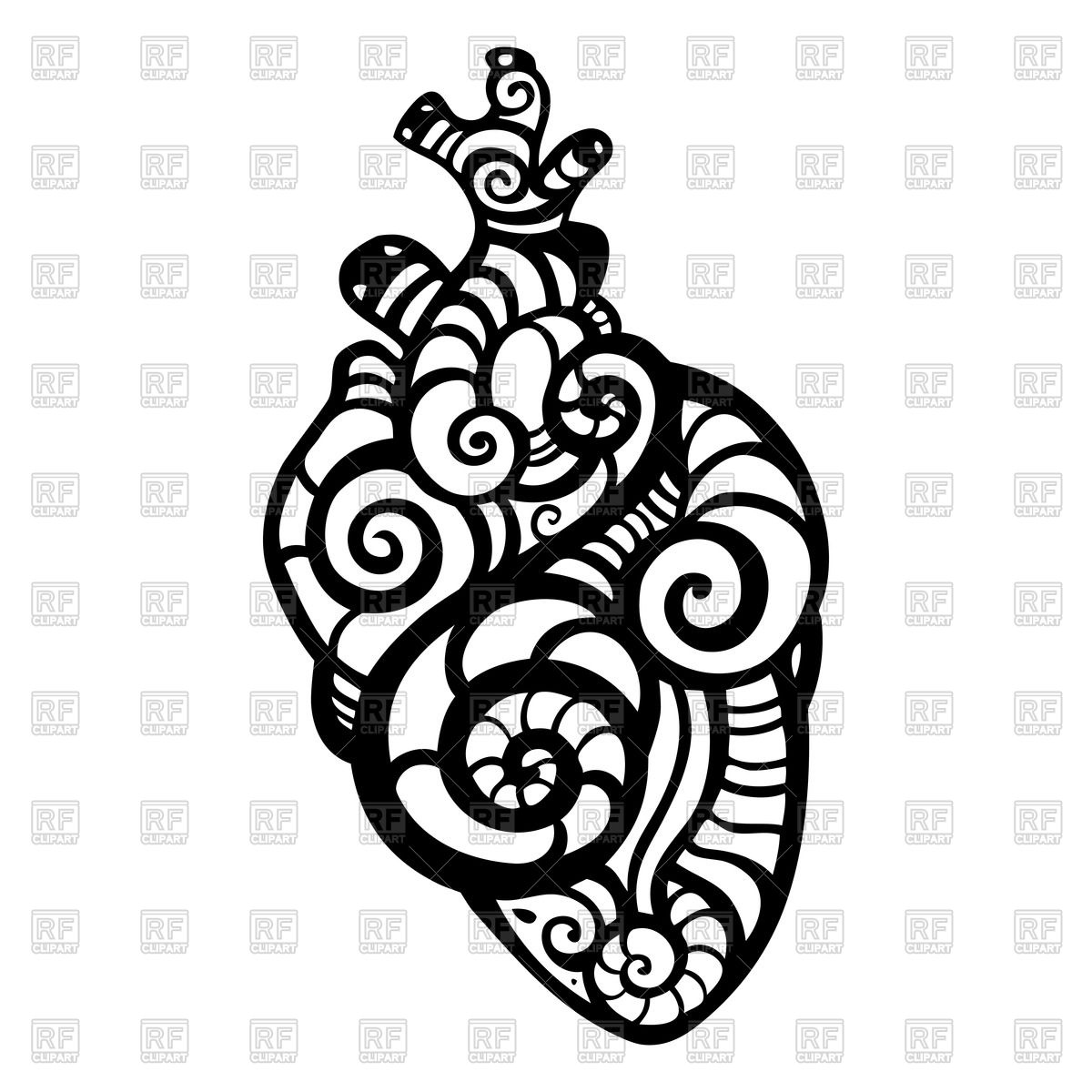 1200x1200 Ornamental Anatomical Heart Vector Image Vector Artwork Of