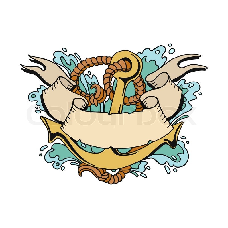 800x800 Vector Illustration Of A Pirate Ship Anchor Tattoo Style Stock
