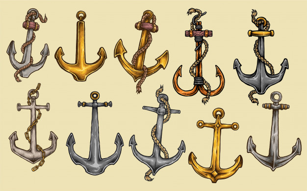 626x391 Anchor Tattoo Set Vector Premium Download