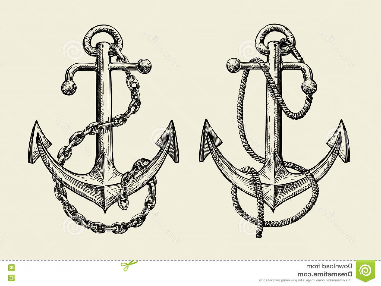 1560x1173 Stock Illustration Hand Drawn Nautical Anchor Vector Illustration