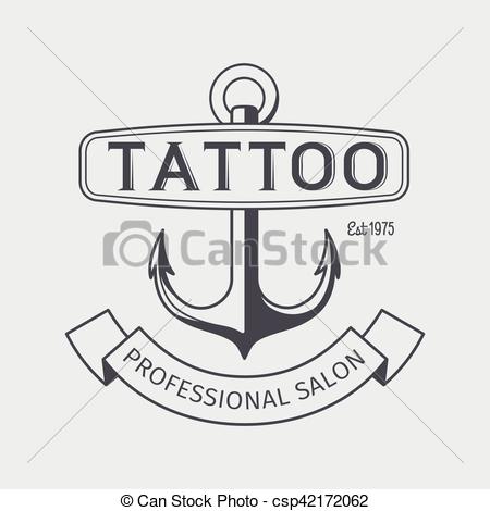 450x470 Tattoo Salon Logo Template With Anchor Vector Illustration.