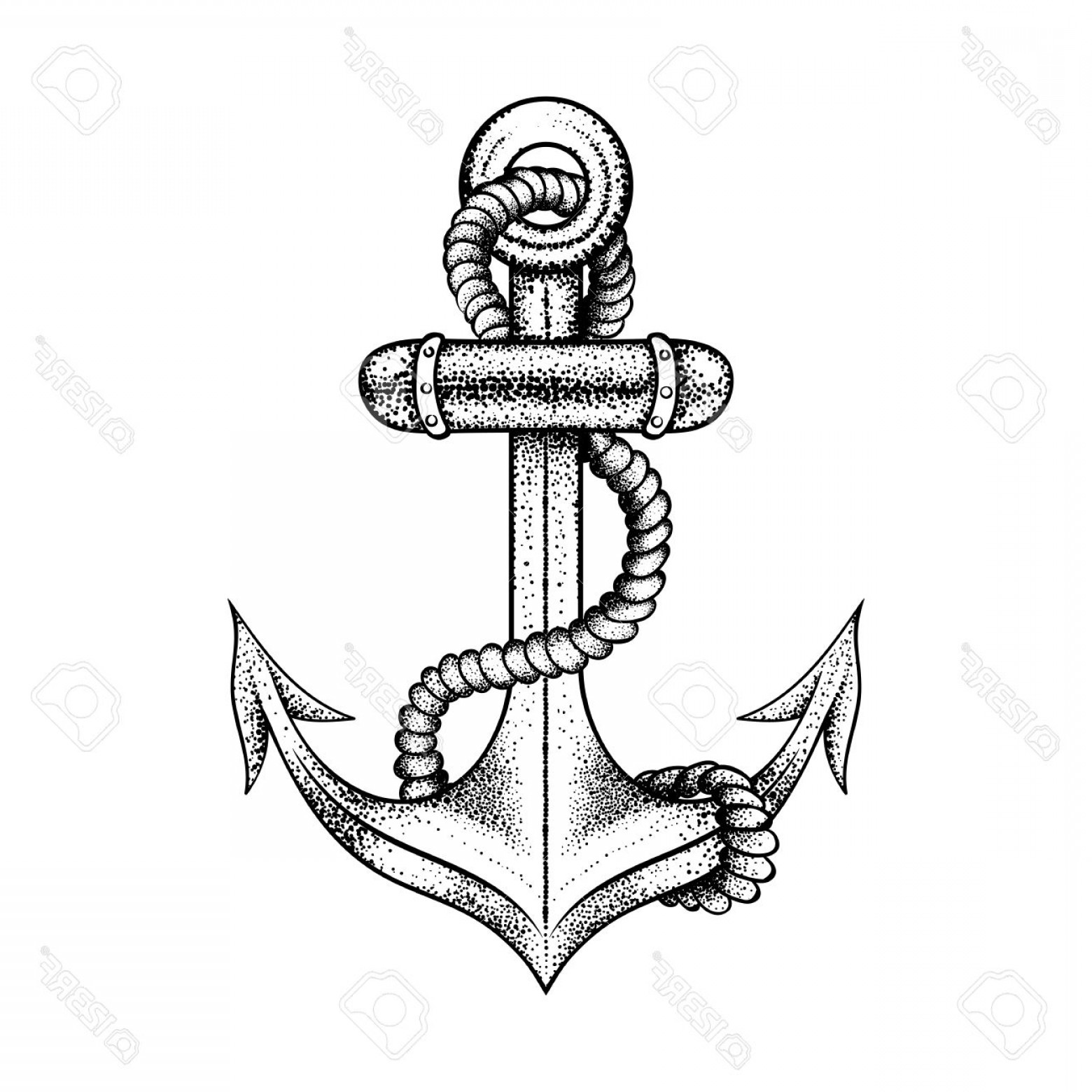 1560x1560 Photostock Vector Hand Drawn Elegant Ship Sea Anchor With Rope