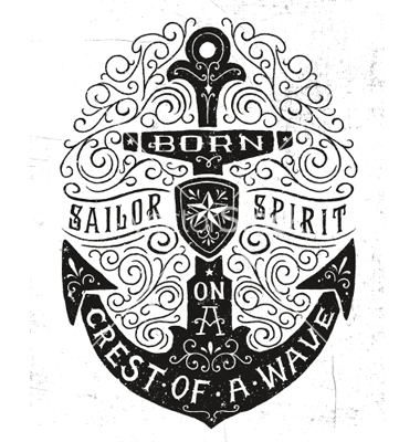 380x400 Vintage Hand Drawn Flourish Anchor Vector Art