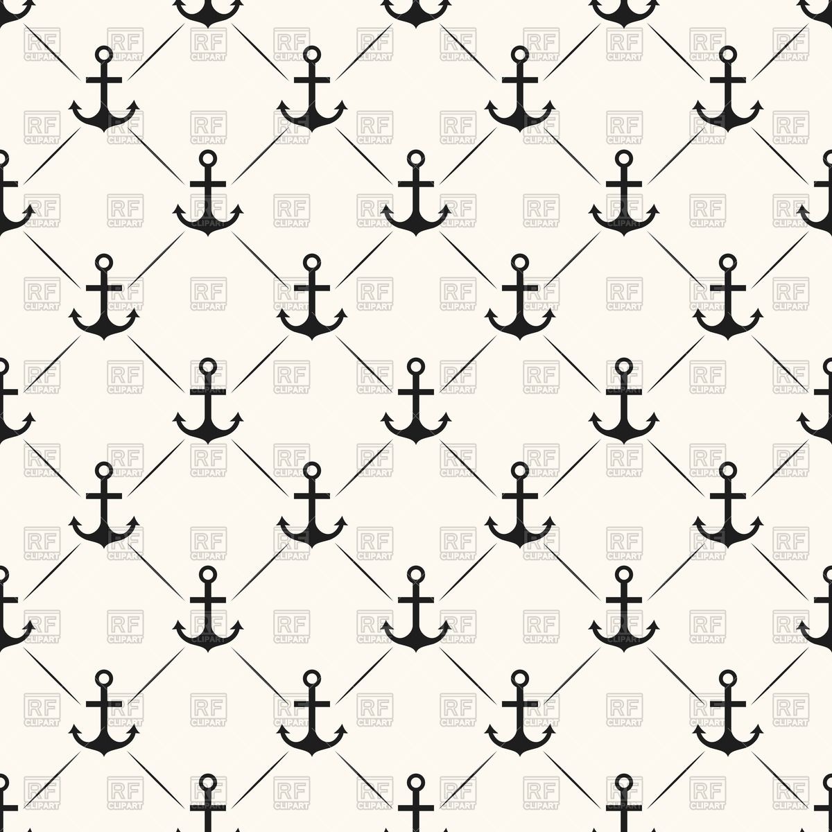 1200x1200 Seamless Nautical Pattern With Anchor Vector Image Vector