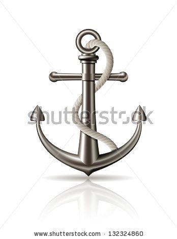 348x470 Anchor With Rope On White Background. Vector Illustration