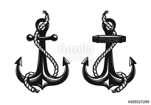 500x346 Nautical Anchor With Rope. Vector Illustration Stock Image And