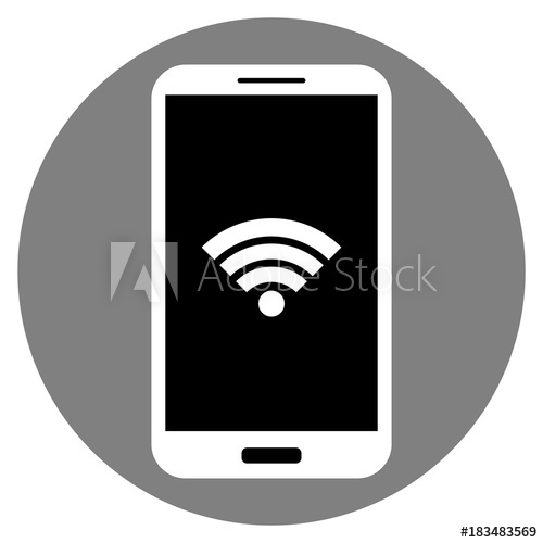 500x500 Cell Phone Icon. Android Smartphone With Touch Id, Isolated. Black