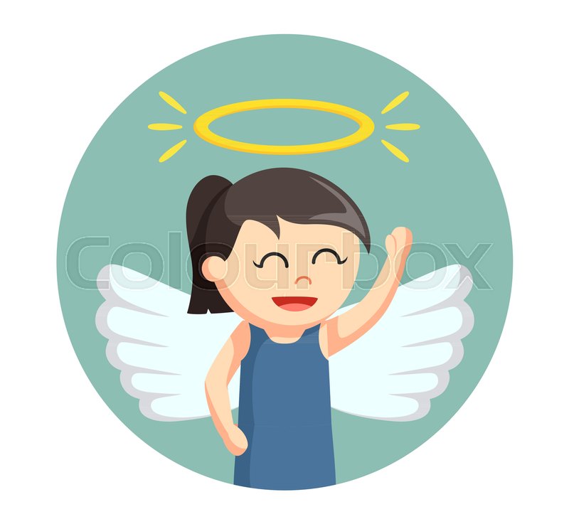 800x737 Little Girl With Wings And Angel Halo In Circle Background Stock