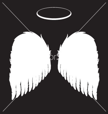 380x400 White Angel Wings And Halo Background Vector Vectorstock