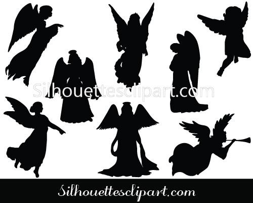 500x400 Christmas Angel Silhouette Vector Download Silhouettes Vector