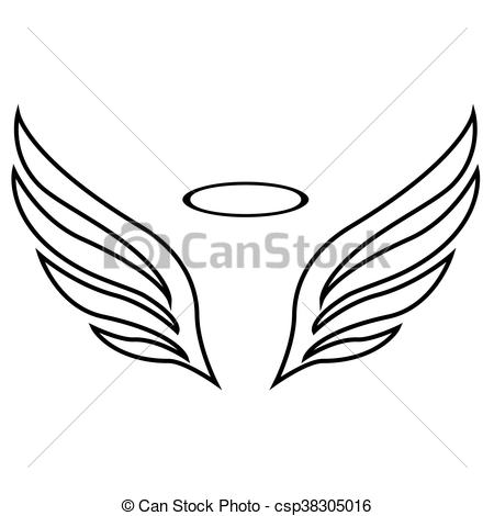 450x470 Vector Sketch Of Angel Wings On White Background.