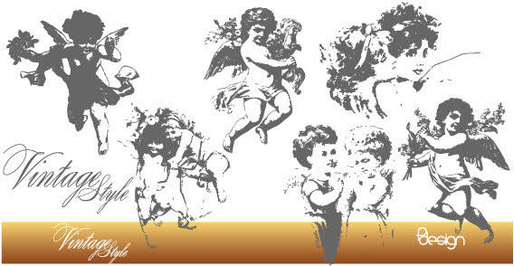 568x294 Vintage Angels Free Vector 123freevectors