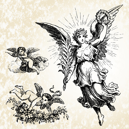 500x500 Vintage Angels Statue Vector Free Vector In Encapsulated