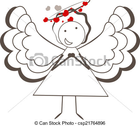 450x406 Angel. Vector Illustration Of A Cute Angel.