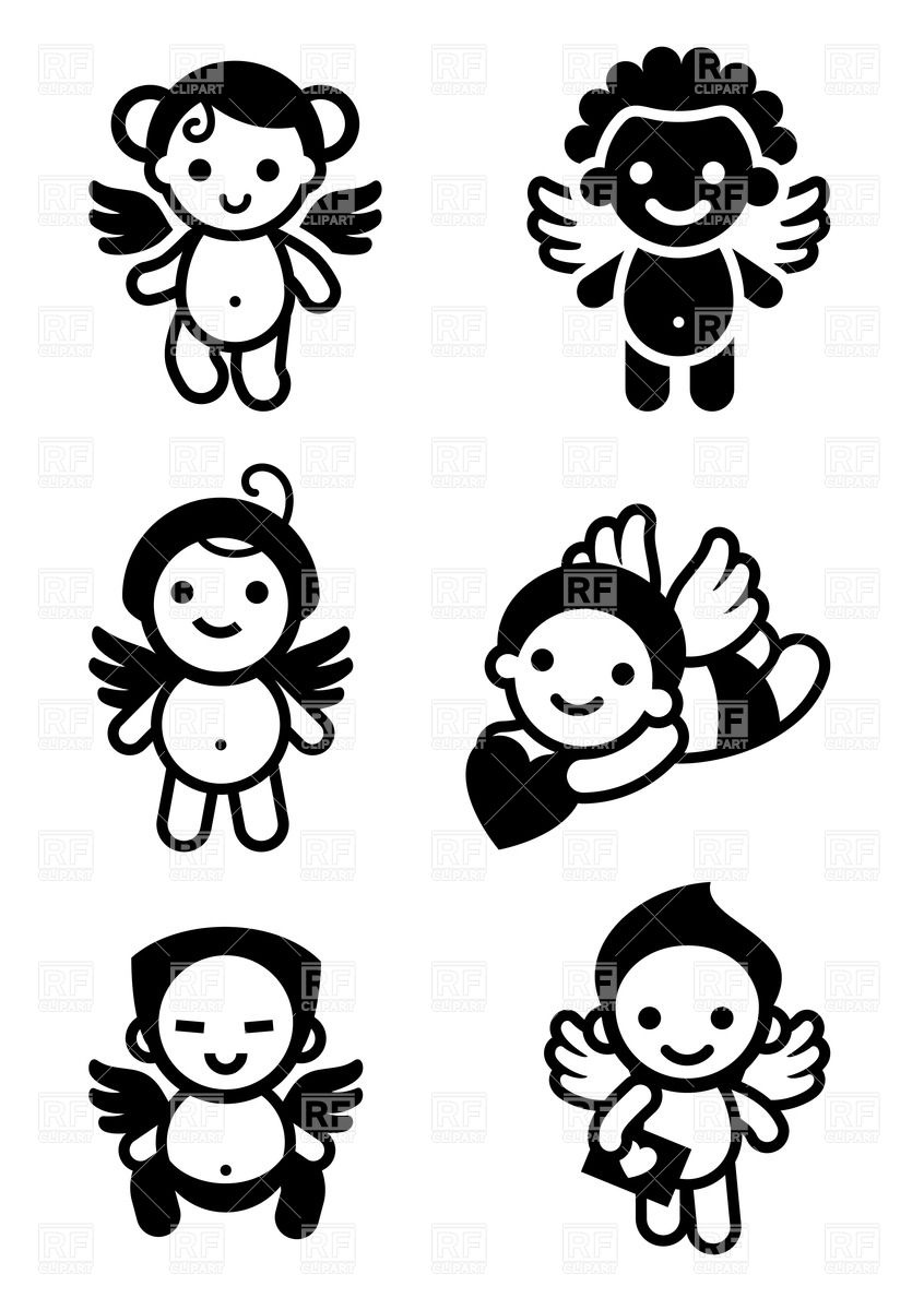 846x1200 Cute Cupids And Angels Vector Image Vector Artwork Of People