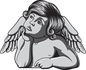 300x246 Angel Vector Element With Trumpet Royalty Free Stock Image