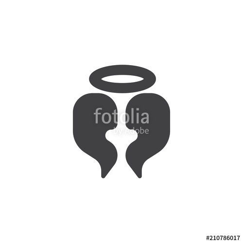500x500 Angel Wings And Halo Vector Icon. Filled Flat Sign For Mobile