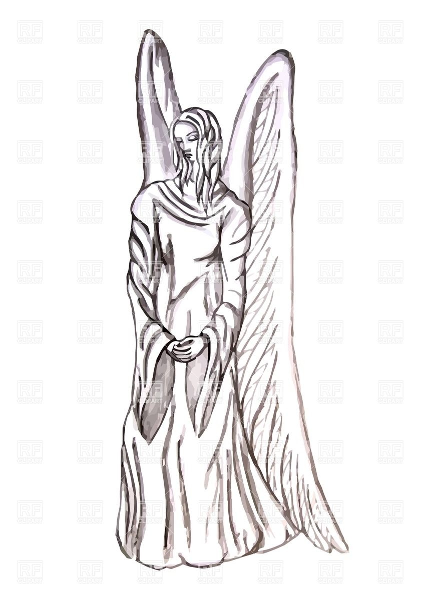 849x1200 Angel Statue Isolated On The White Background Vector Image
