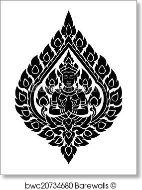 285x382 Art Print Of Thai Arts Angel, Vector Pattern Barewalls Posters