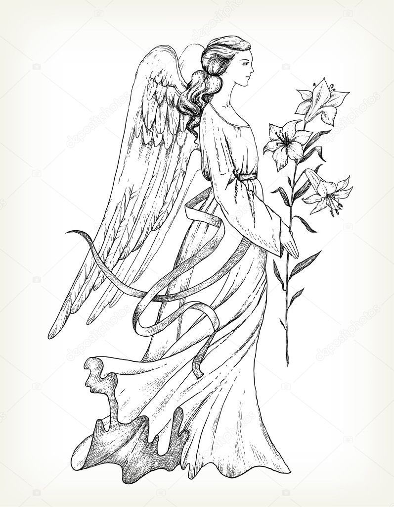 797x1024 Drawn Angel Vector