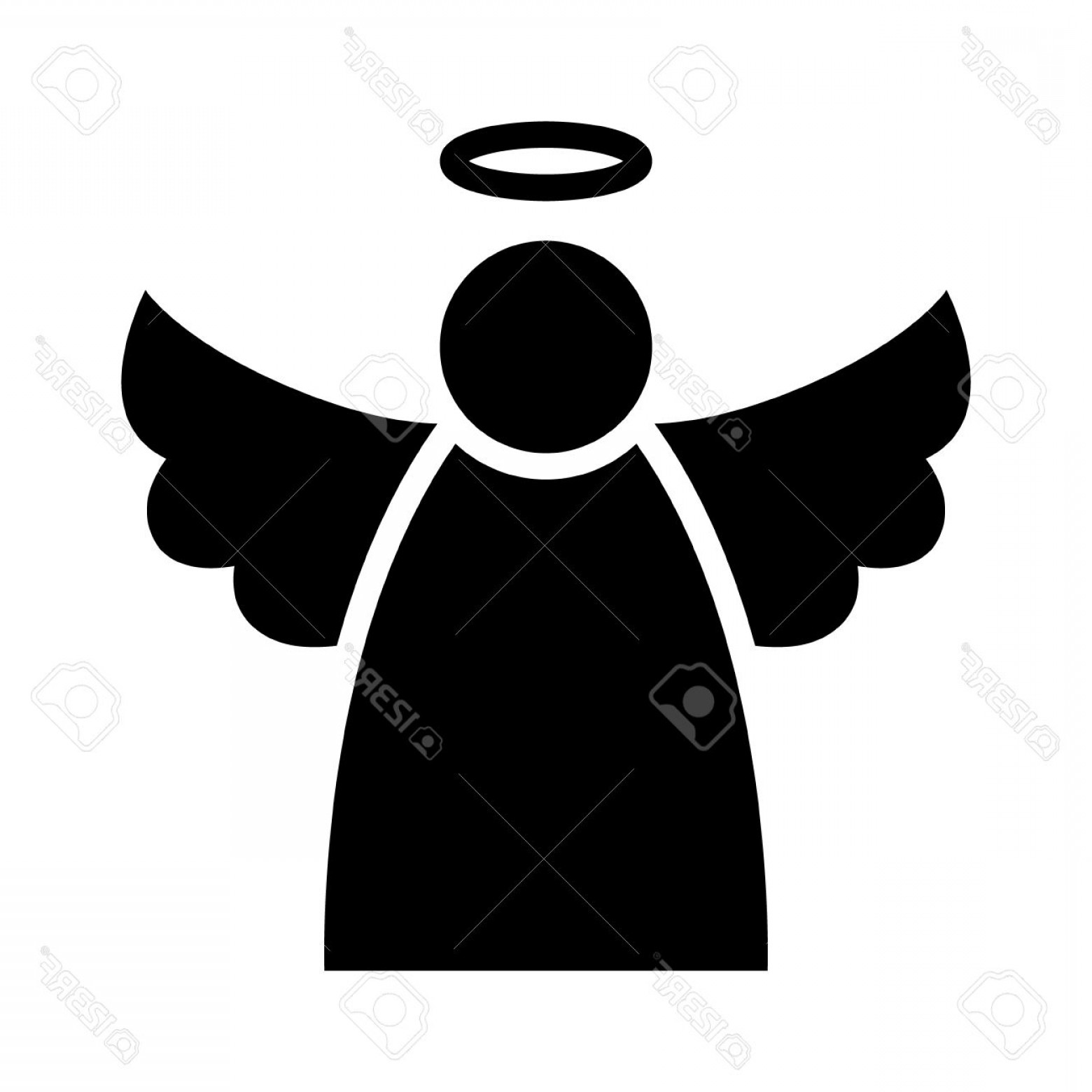 1560x1560 Photostock Vector Christmas Angel With Wings And Halo Flat Icon