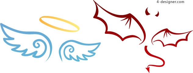 633x242 4 Designer Angel And Devil Wings Vector Material