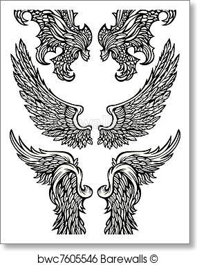 285x382 Art Print Of Angel Wings Amp Demon Wings Vector Barewalls Posters