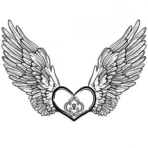 300x300 Line Art Of Angel Wings And Heart Vector Lazttweet
