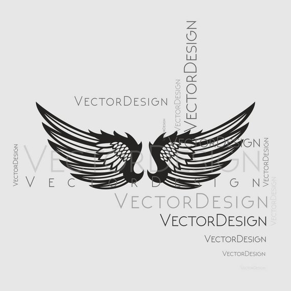 570x570 Angel Wings V2 Graphics Svg Dxf Eps Png Cdr Ai Pdf Vector Art Etsy