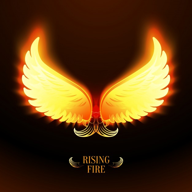 626x626 Bright Glowing Fire Angel Wings Vector Illustration Vector Free