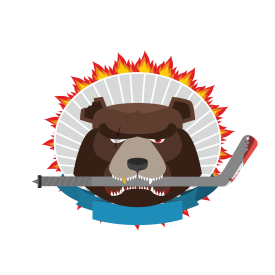 550x550 Hockey Emblem. Angry Bear. Vector Illustration