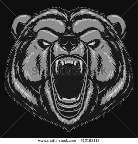 450x470 Vector Illustration, Angry Bear Head Mascot