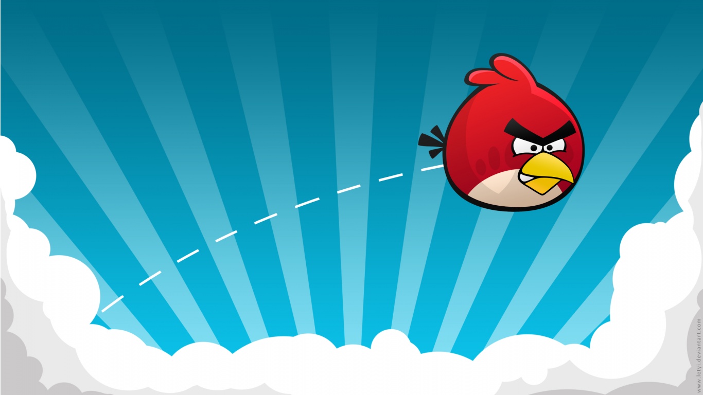 1366x768 Angry Birds Game Blue Vector Sky Clouds Hd Wallpapers Epic