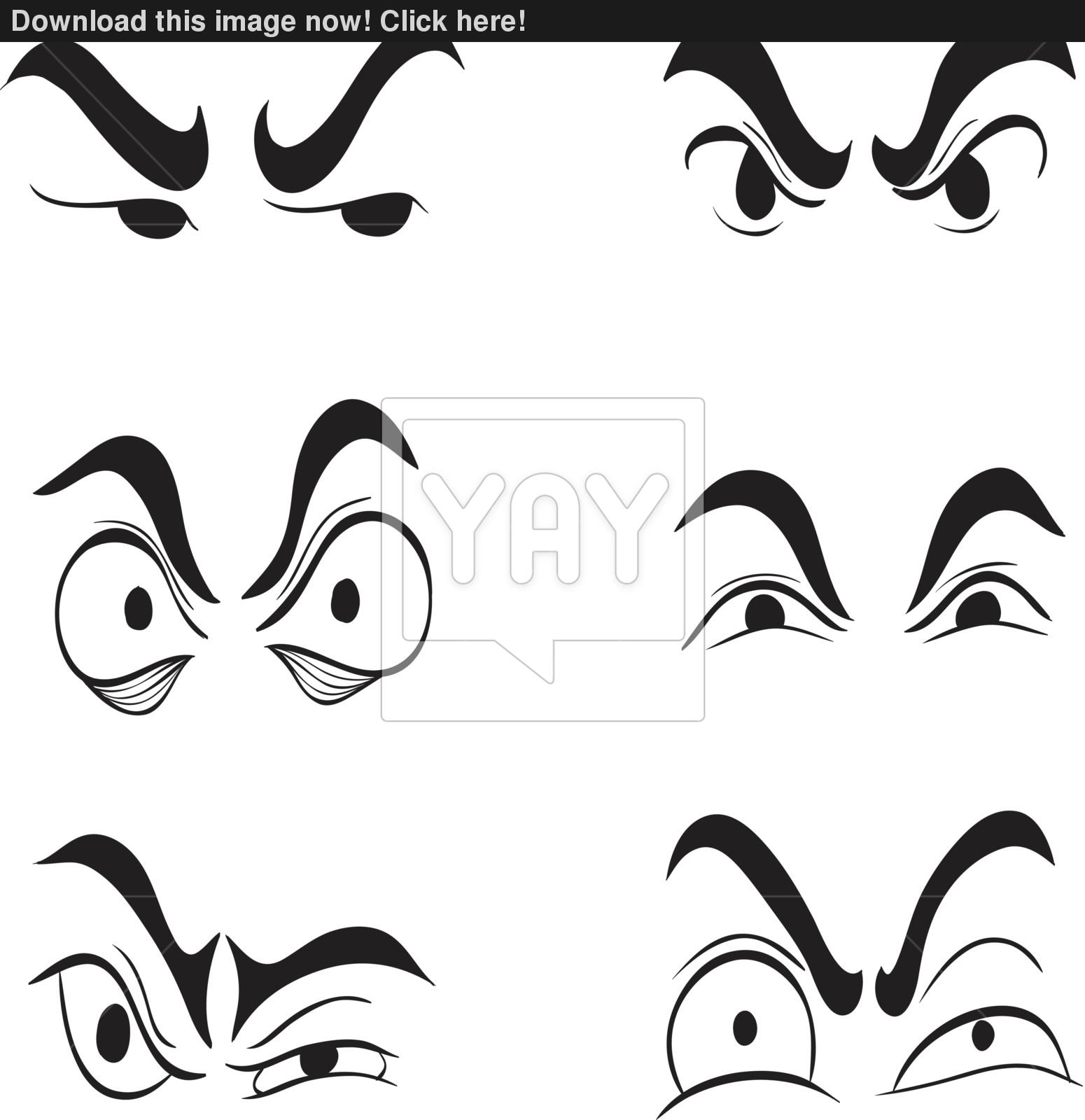 1550x1600 Angry Cartoon Eyes Set Vector Vector