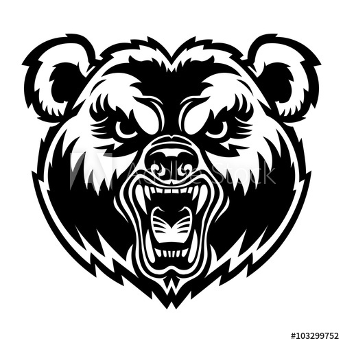 500x500 Bear Angry Face Vector Illustration