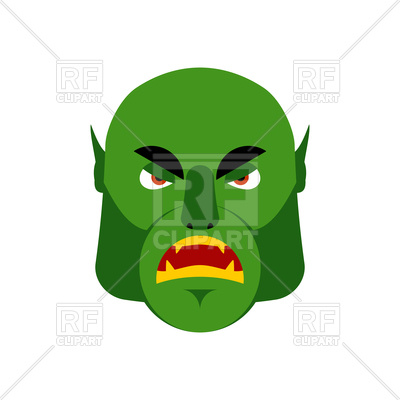 400x400 Ogre Angry Emoji. Goblin. Green Monster Face Vector Image Vector