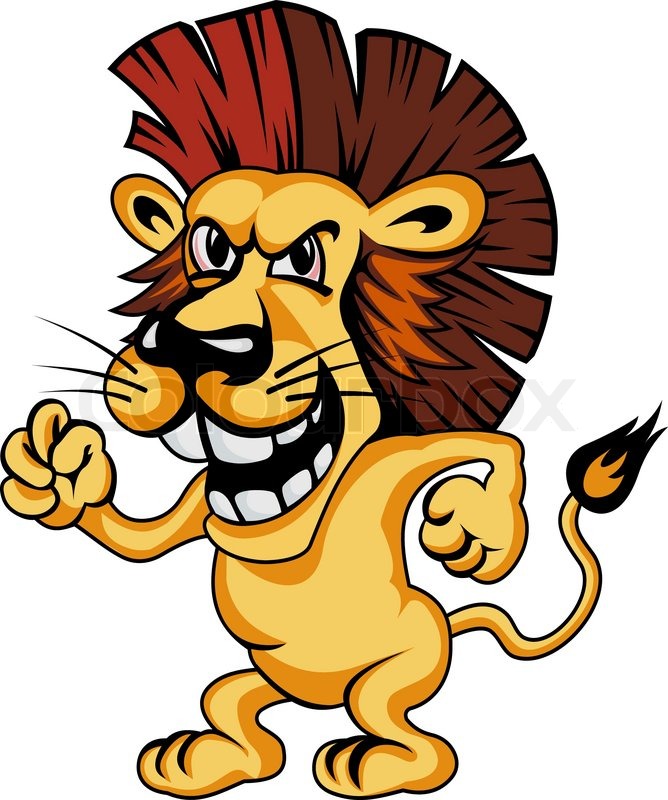 668x800 Angry Cartoon Lion Isolated On White Background Stock Vector