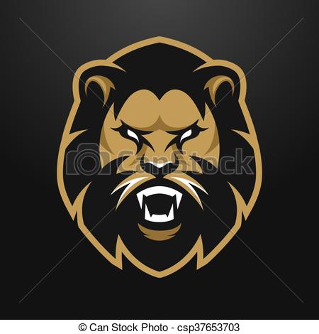 450x470 Angry Lion Logo, Symbol. Angry Lion Logo Symbol. On A Dark Background.