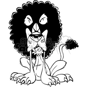 300x300 Royalty Free Angry Lion Cartoon Black And White 388424 Vector Clip