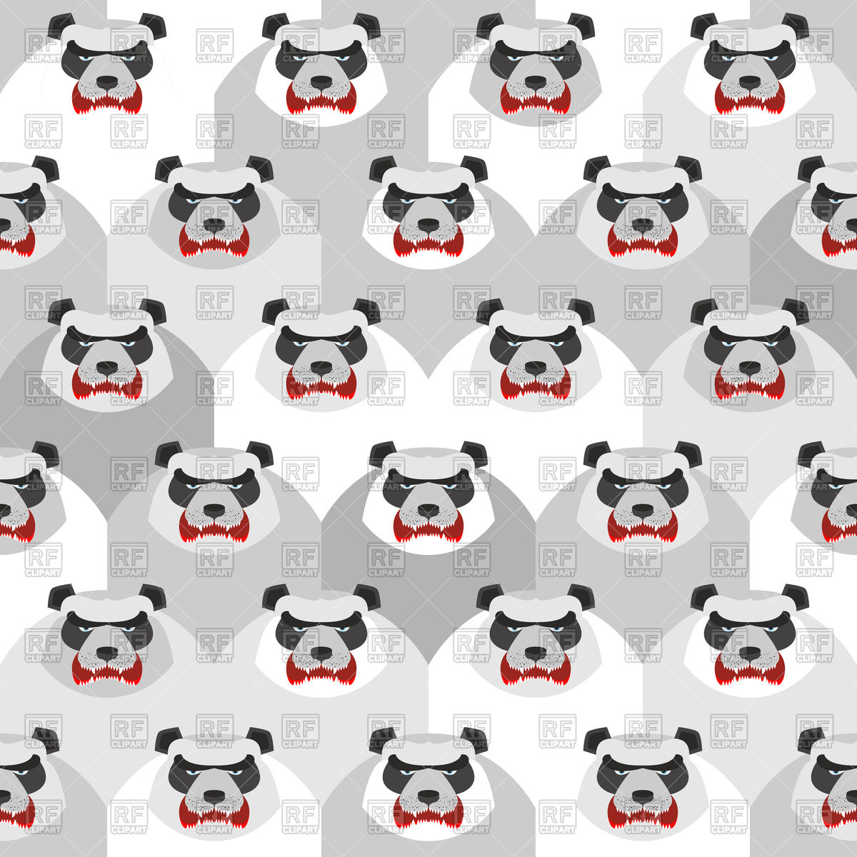 1200x1200 Seamless Pattern With Angry Panda Vector Image Vector Artwork Of